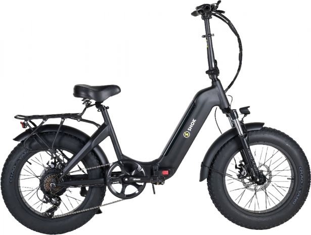 SHOK Pulsar 2.0 - Black, Folding Fat Tire Step Through Ebike
