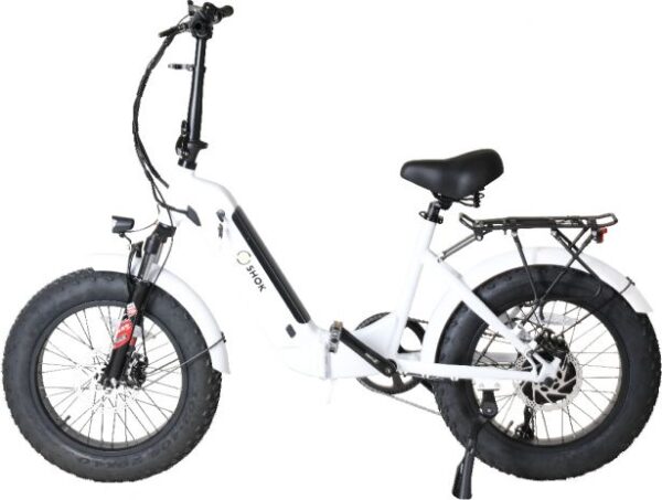 SHOK Pulsar 2.0 - White, Folding Fat Tire Step Through Ebike
