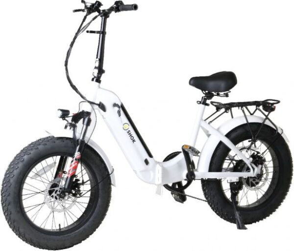 SHOK Pulsar 2.0 - White, Folding Fat Tire Step Through Ebike